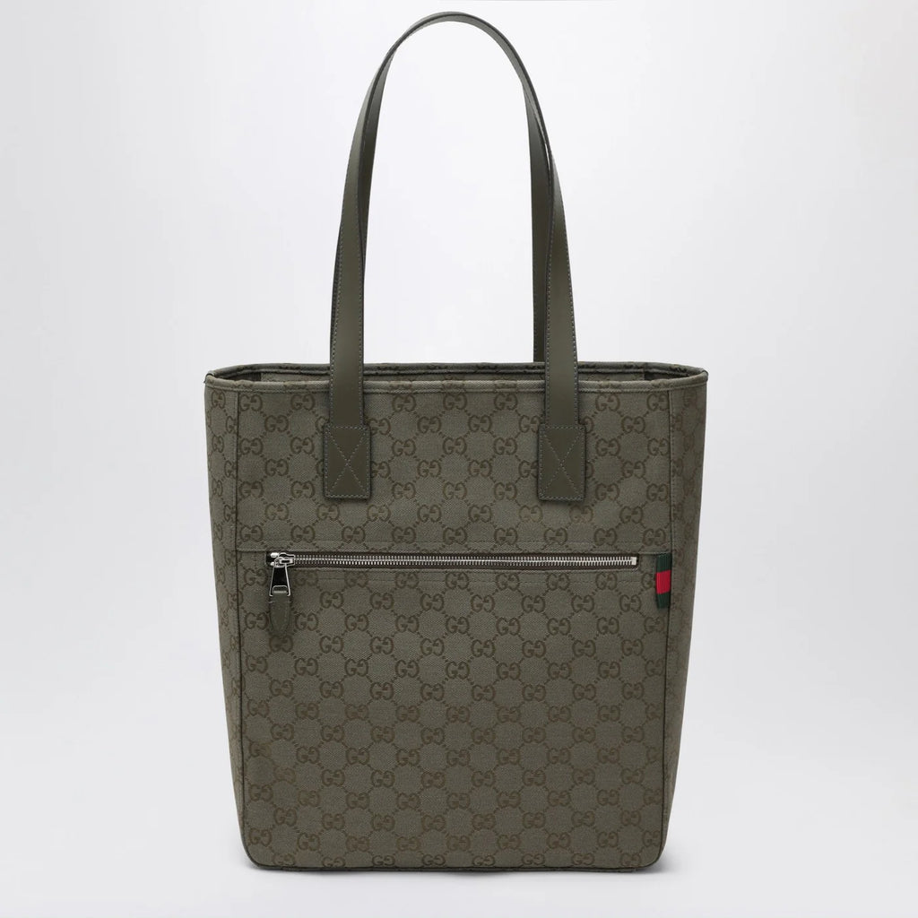GUCCI Medium shopping bag in green GG fabric