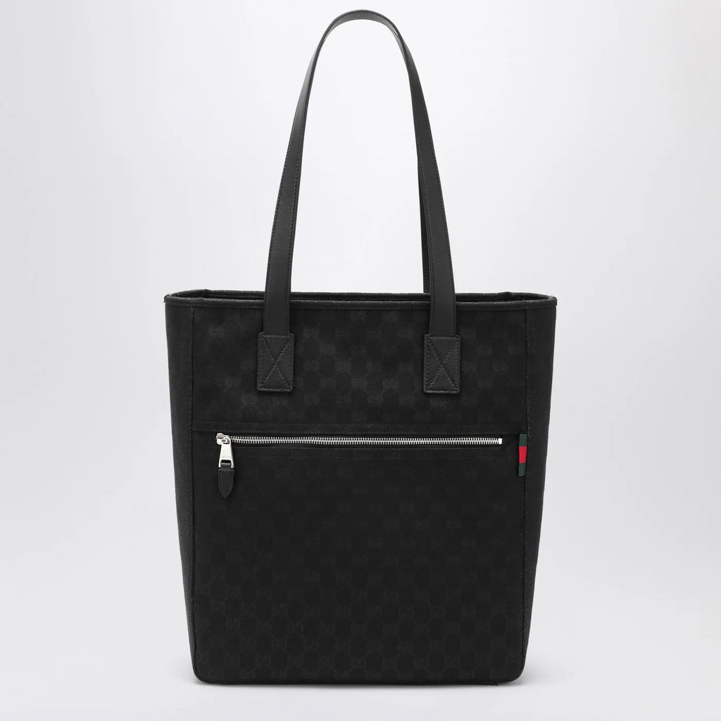 GUCCI GG black fabric shopping bag