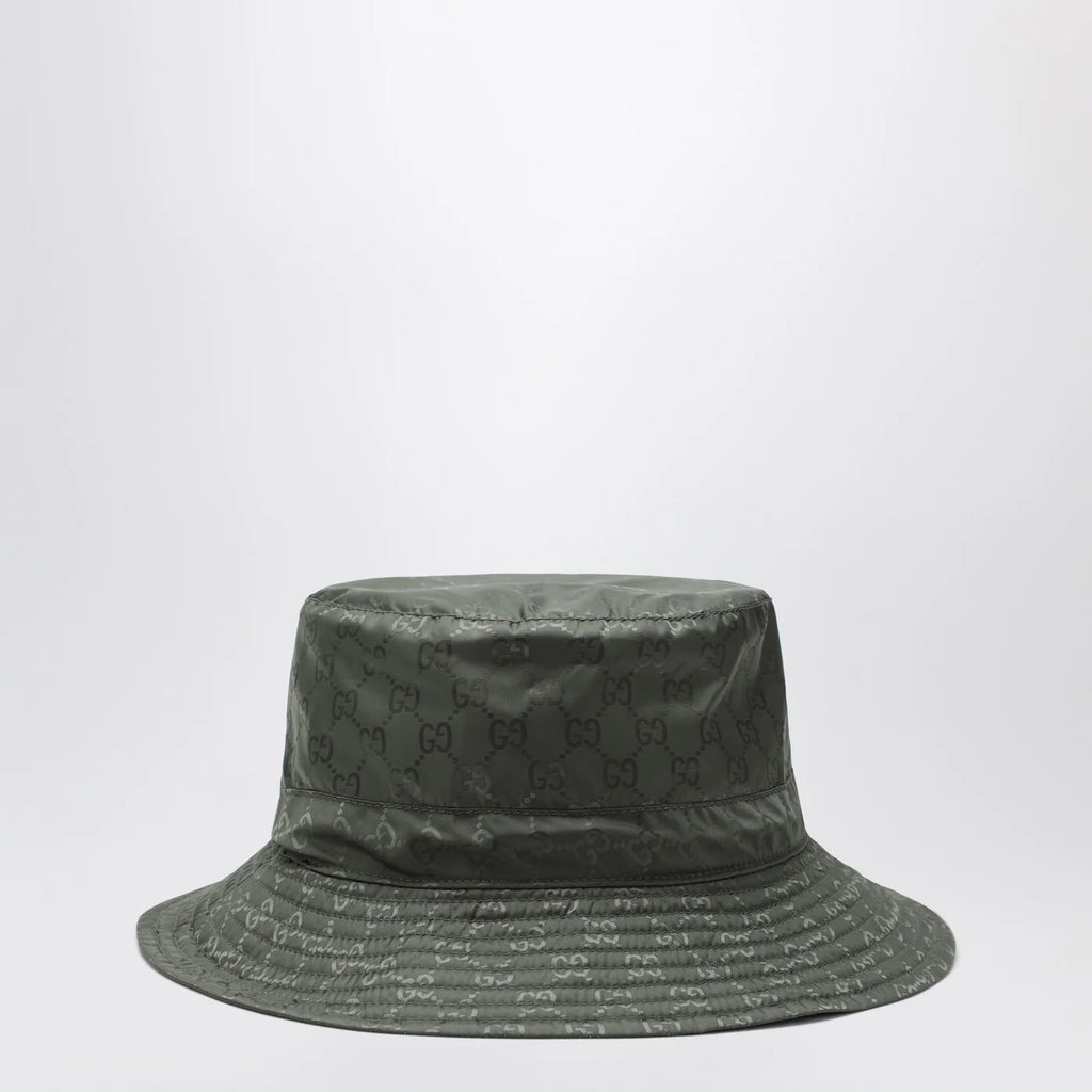 GUCCI Reversible dark green nylon GG hat