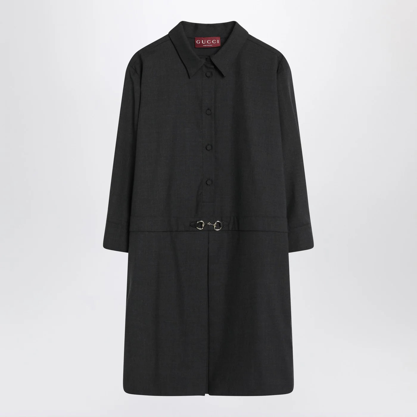 GUCCI Grey shirt dress in wool