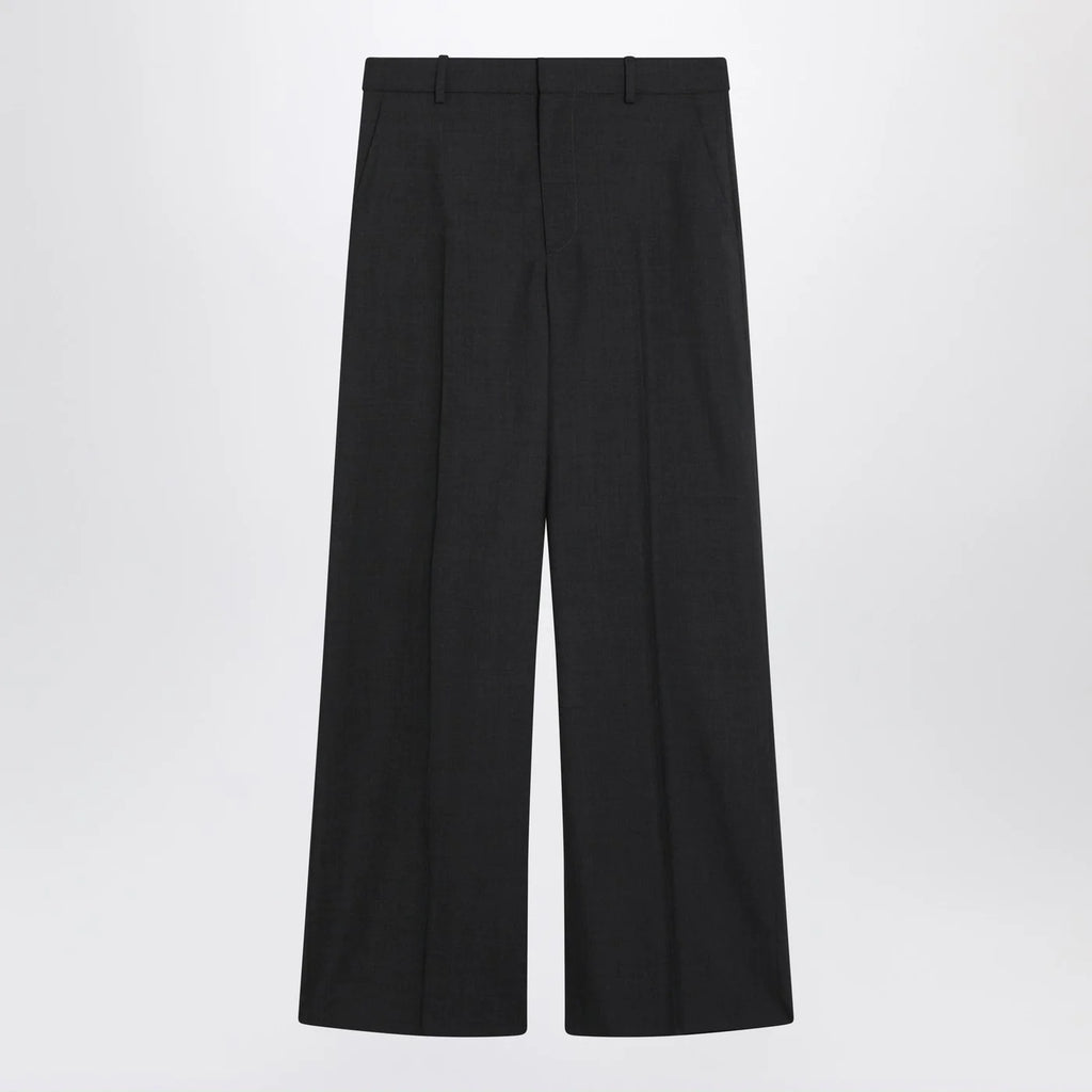 GUCCI Wide-leg grey wool trousers