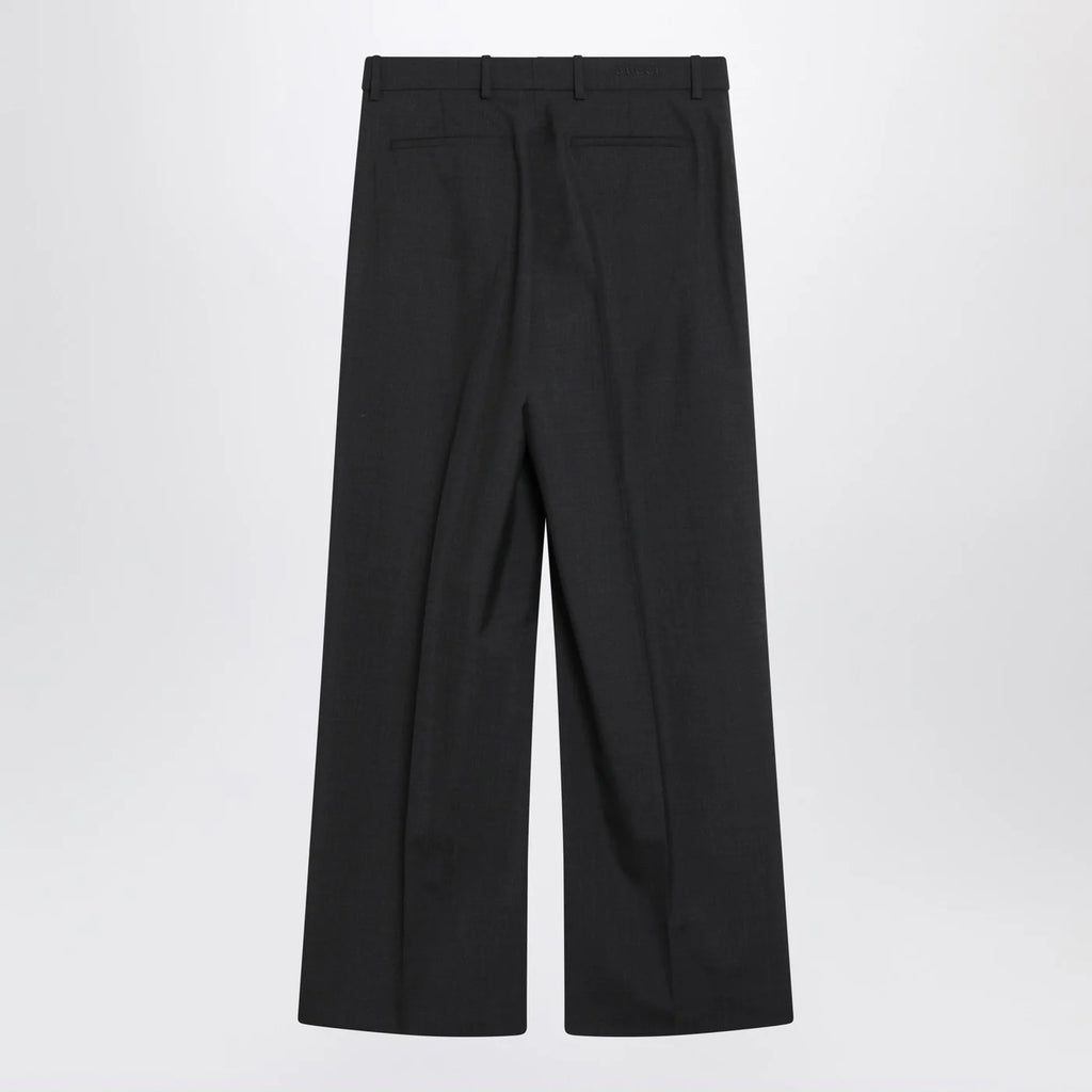 GUCCI Wide-leg grey wool trousers