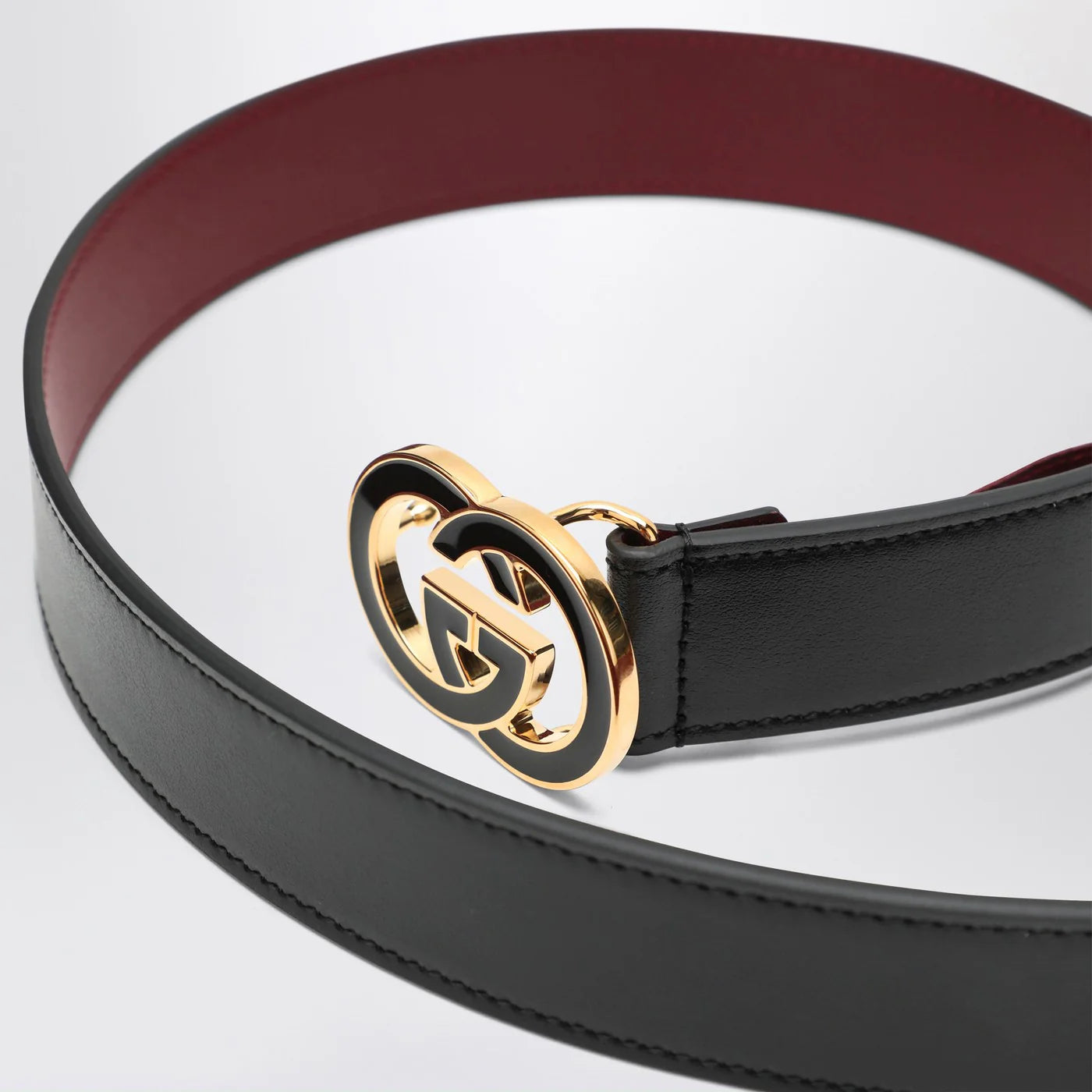 GUCCI Black GG interlocking buckle belt