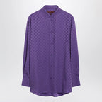 GUCCI Purple oversized GG jacquard silk shirt