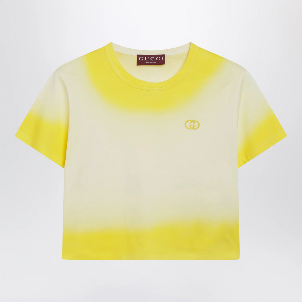 GUCCI Yellow cropped T-shirt with gradient effect