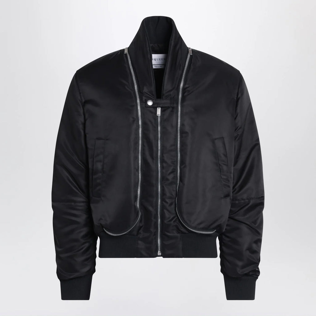 Alexander McQueen Black nylon zip bomber