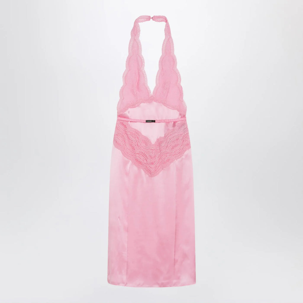 GUCCI Pink satin and lace dress