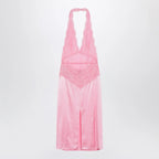GUCCI Pink satin and lace dress