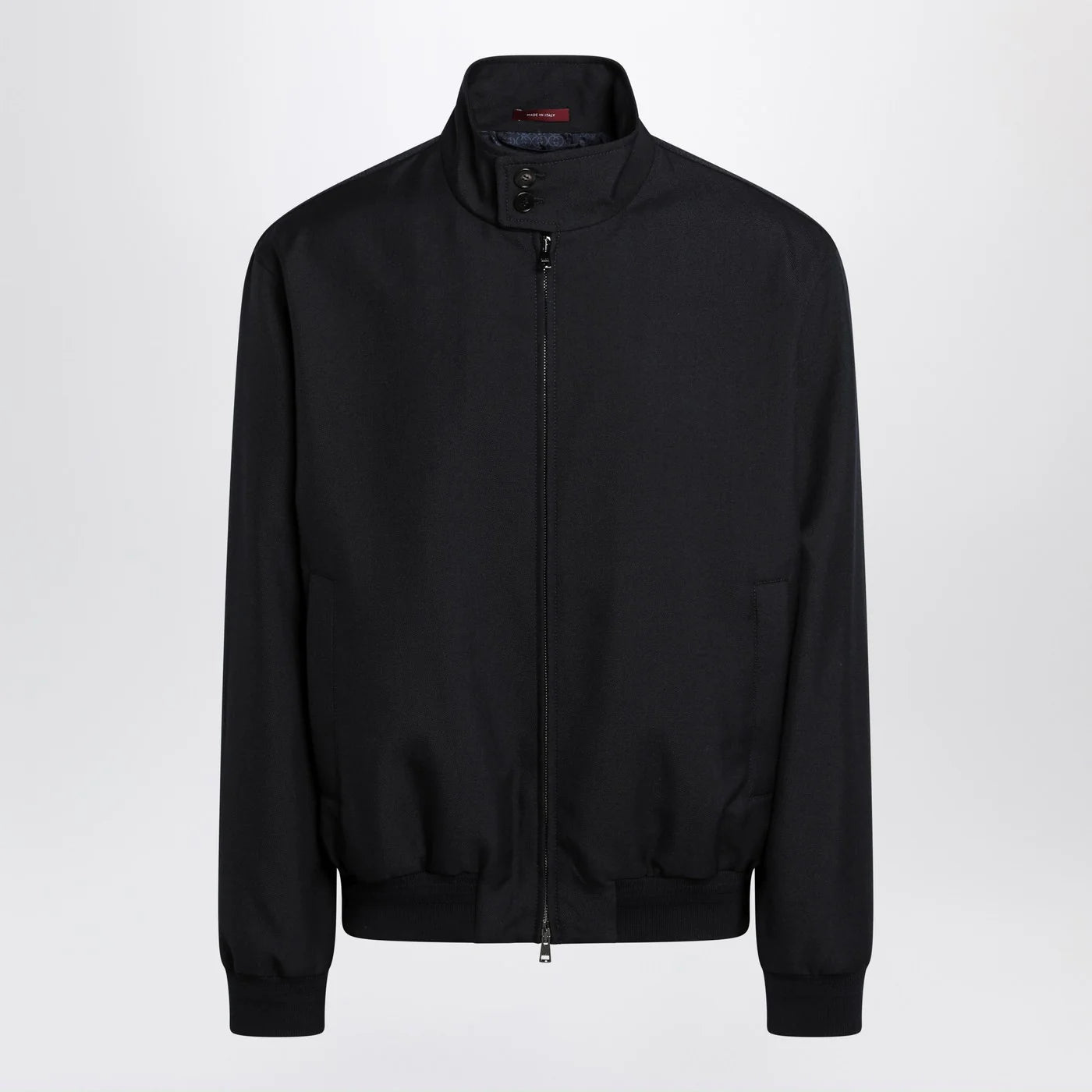 GUCCI Blue zip-up jacket in wool-blend twill