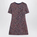 GUCCI Blue and red bouclé wool dress