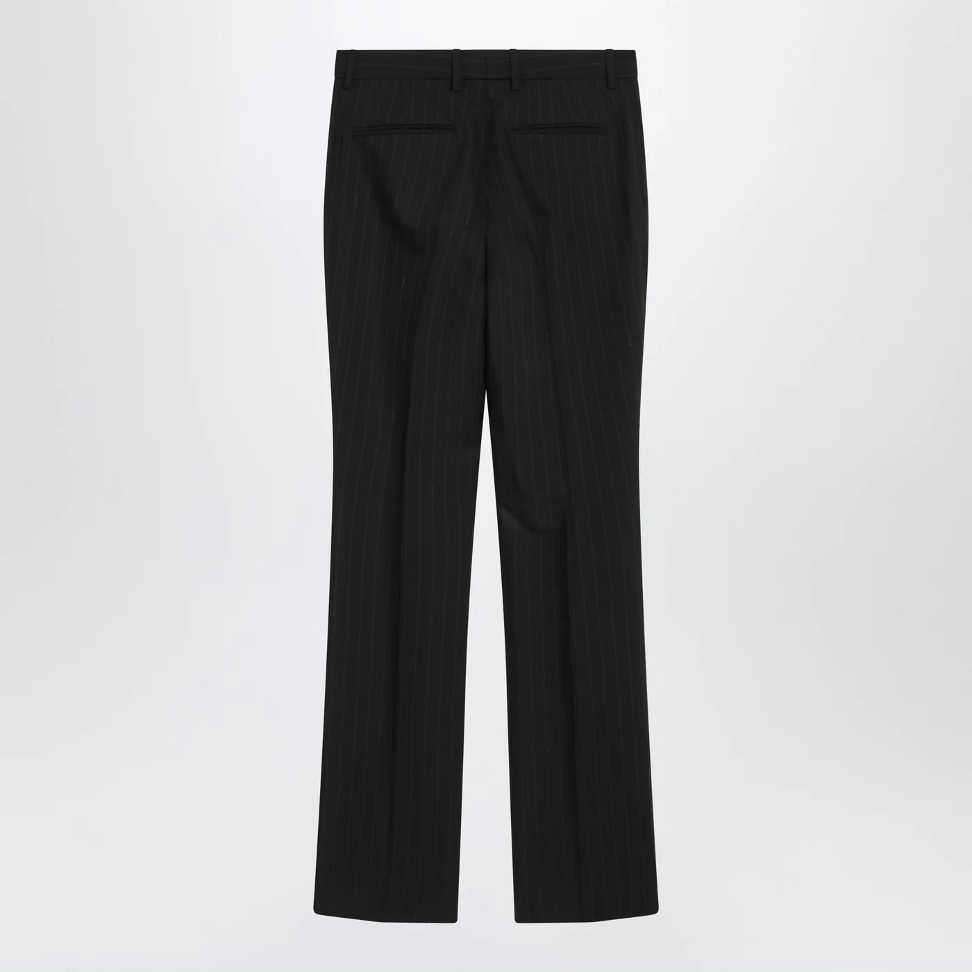 GUCCI Black wool pinstripe trousers