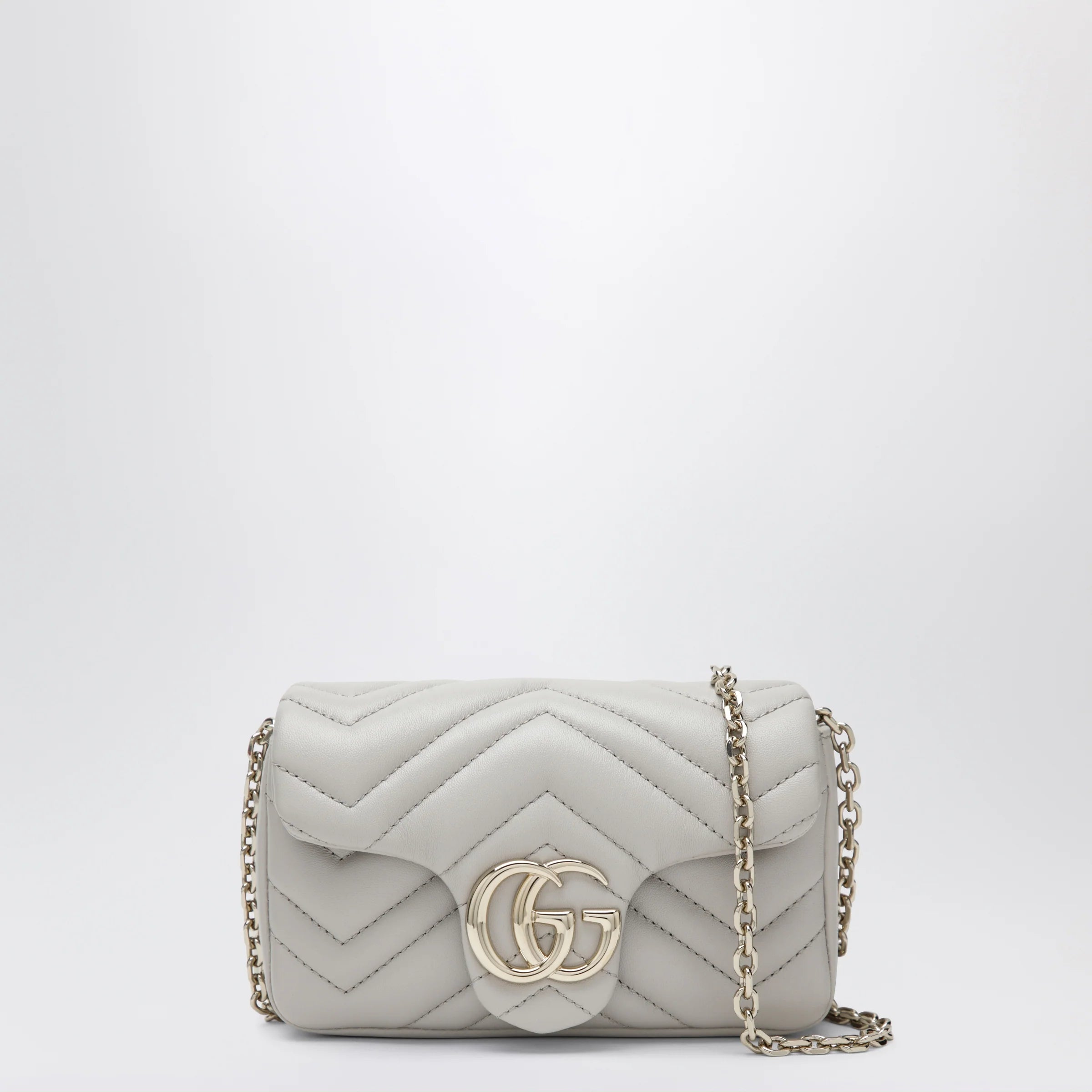GUCCI GG Marmont mini shoulder bag in light grey leather