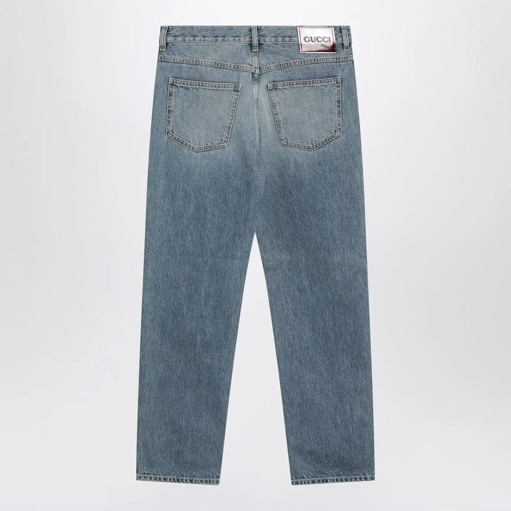 GUCCI Light blue délavé slim-fit jeans