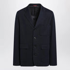 GUCCI Blue single-breasted cotton jersey jacket