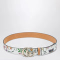 GUCCI GG Marmont reversible belt in brown/white leather with Flora print