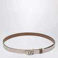 GUCCI Thin reversible GG Marmont belt in pink/sand