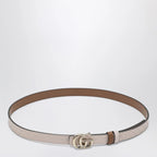 GUCCI Thin reversible GG Marmont belt in pink/sand