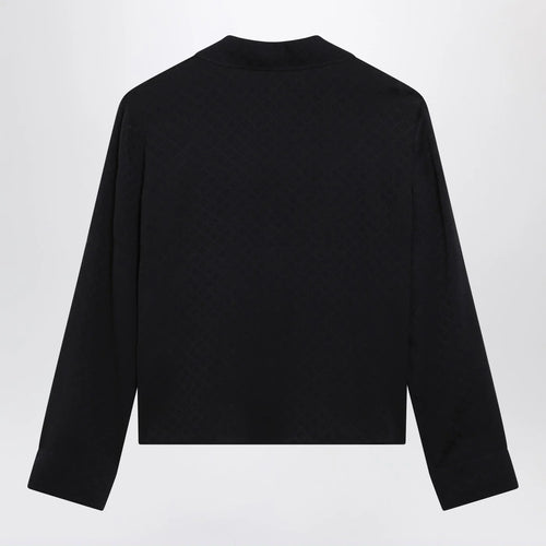 GUCCI Blue jacquard silk-blend shirt