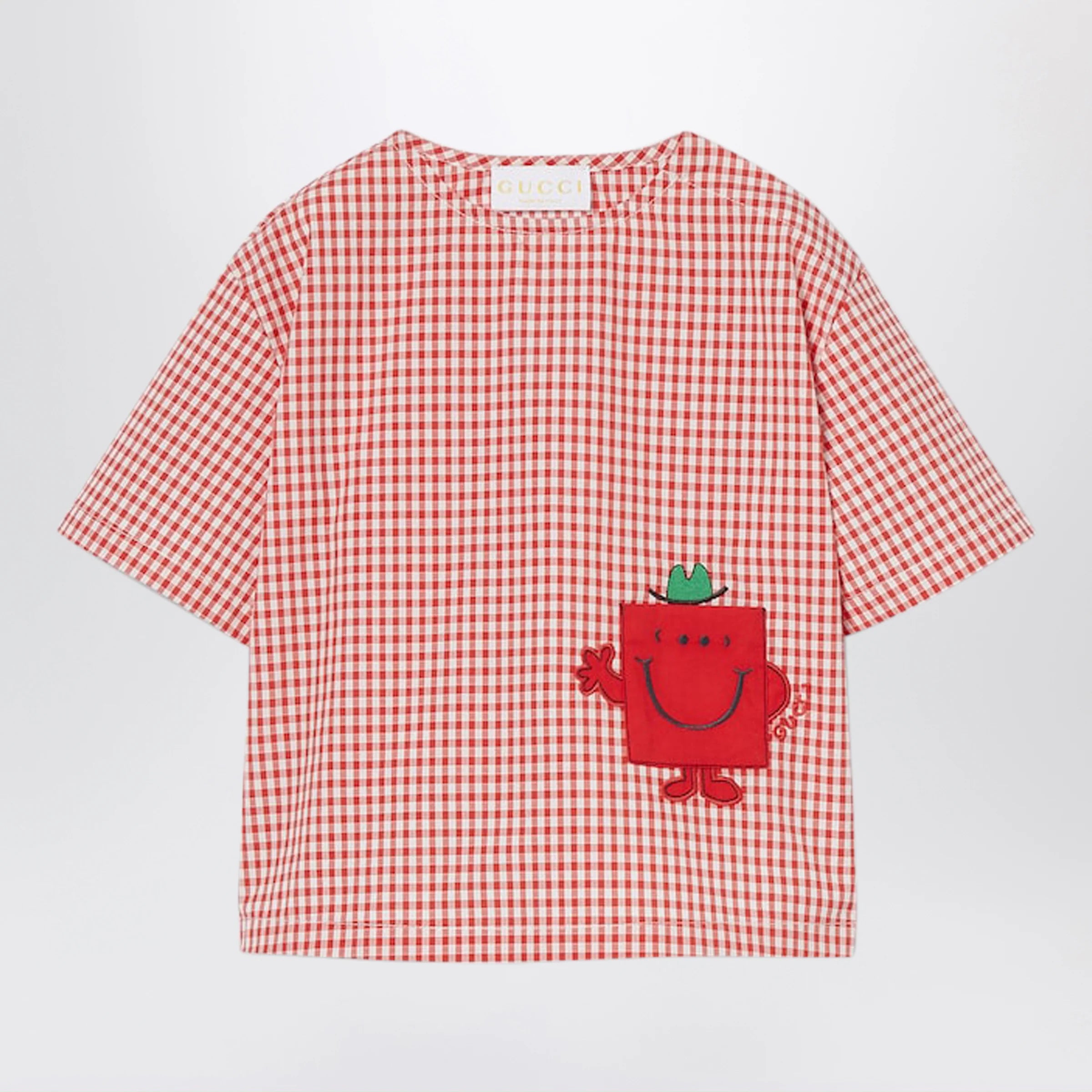 GUCCI Red/white checked cotton T-shirt