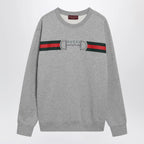 GUCCI Grey cotton jersey sweatshirt with logo print