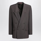 GUCCI Brown double-breasted jacket in technical panama fabric