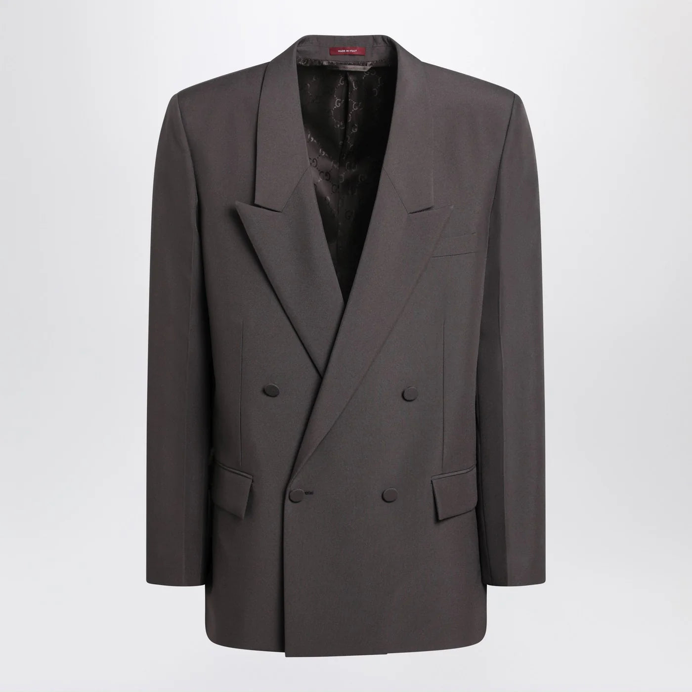 GUCCI Brown double-breasted jacket in technical panama fabric
