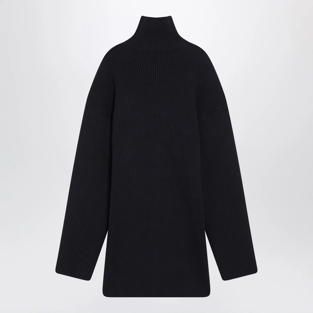 Balenciaga Pinched navy mini dress in wool and cotton