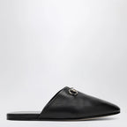 GUCCI Black leather mules with Horsebit