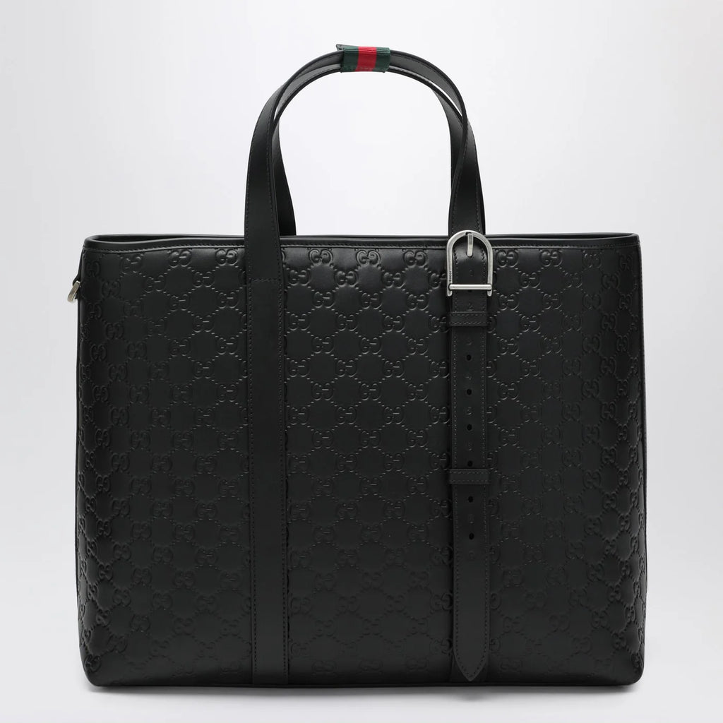 GUCCI Large black GG Emblem shopping bag