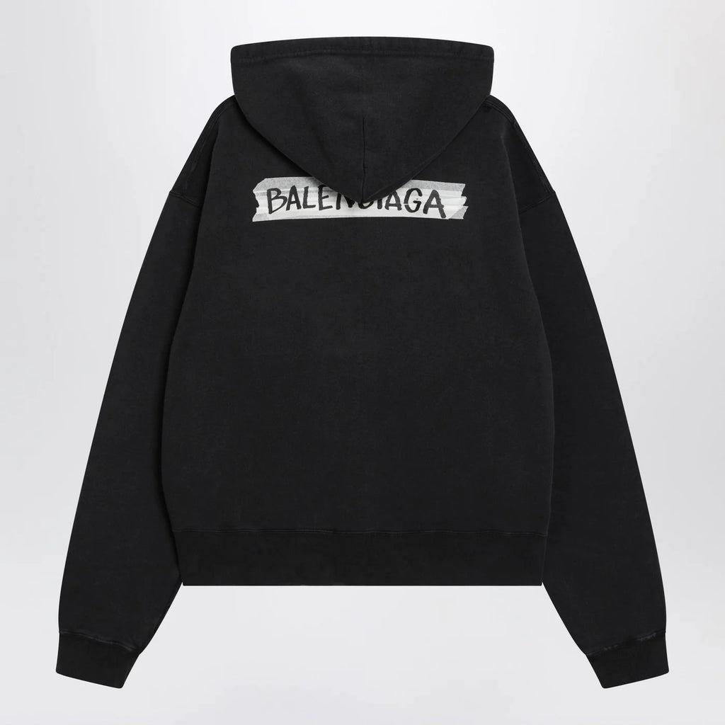 Balenciaga Black washed Masking Tape oversize hoodie