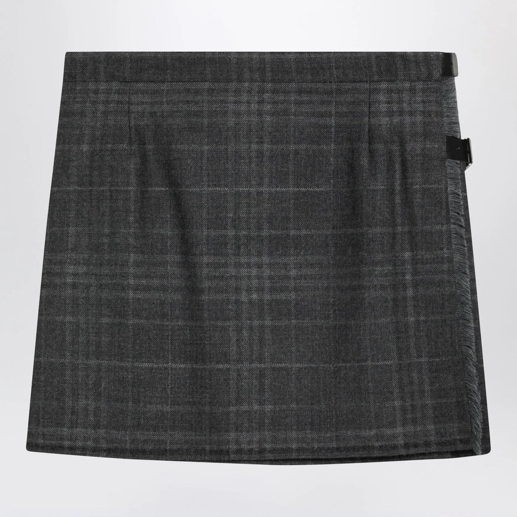 Balenciaga Grey shadow-effect tartan mini skirt
