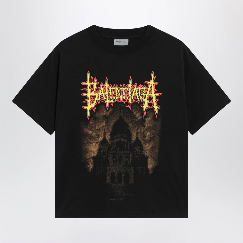 Balenciaga Sacré Cœur print medium-fit cotton T-shirt in black