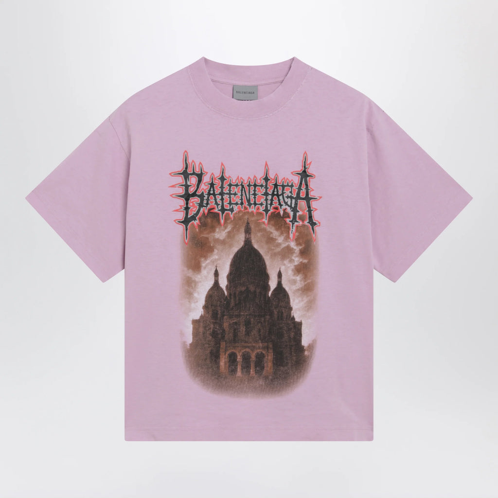 Balenciaga Women's Sacré Cœur T-shirt in jersey, old pink