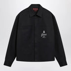 GUCCI Ink blue printed cotton twill shirt