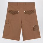 GUCCI Camel cargo Bermuda shorts with GG details