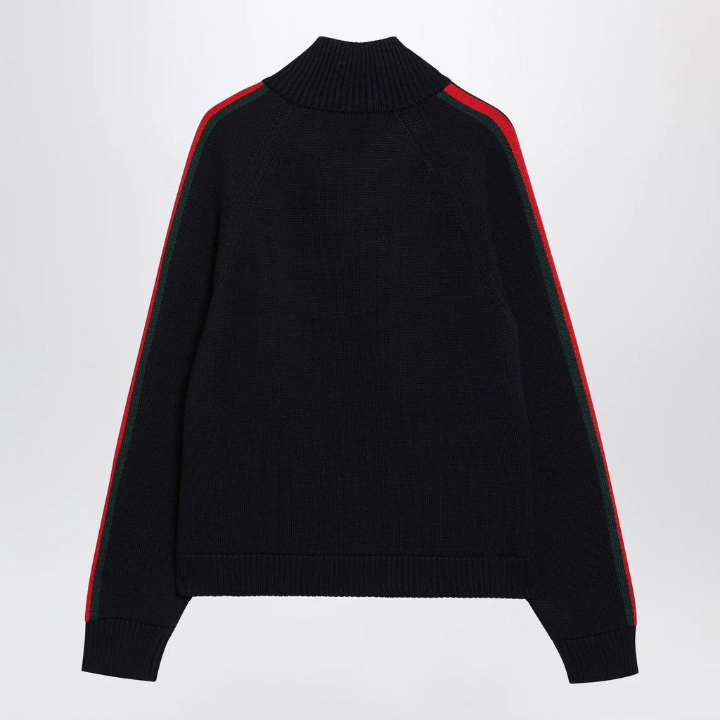 GUCCI Dark blue wool zip-up cardigan