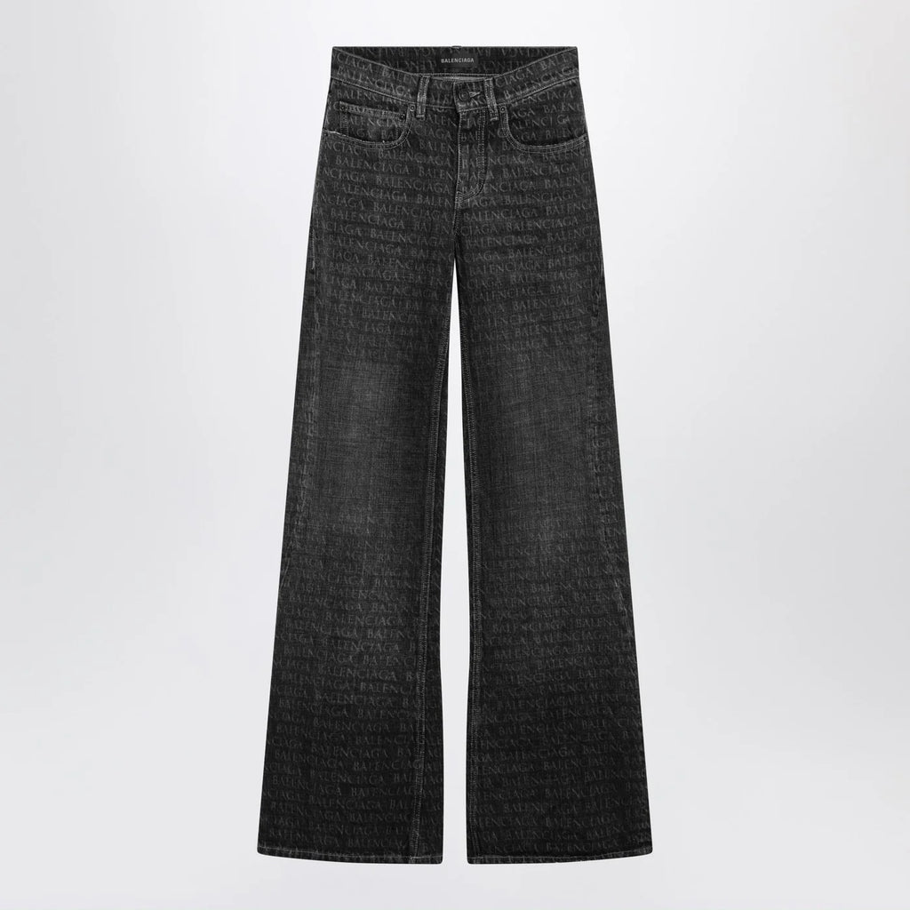 Balenciaga Black washed jeans with jacquard logos