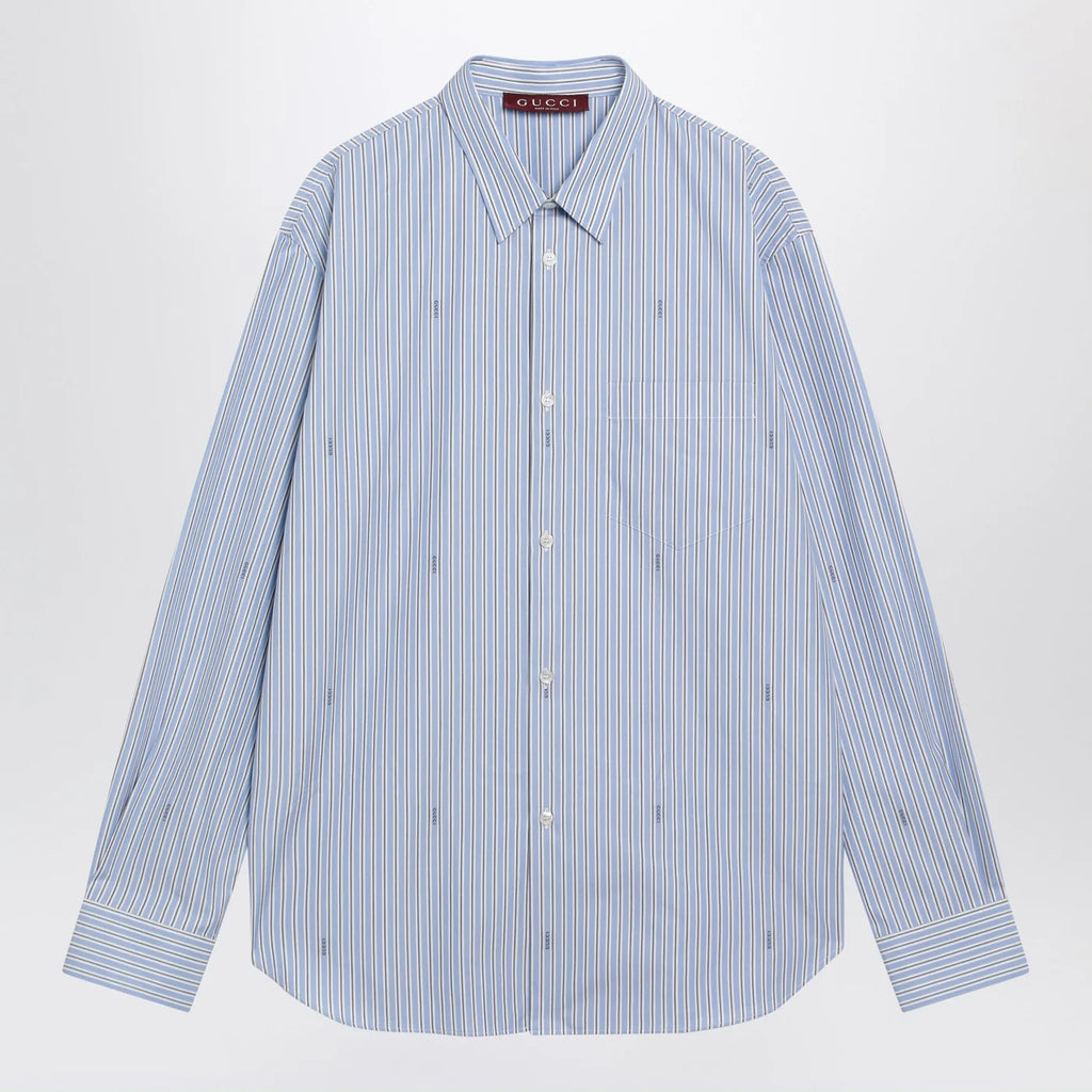 GUCCI Light blue striped cotton poplin shirt