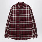 GUCCI Burgundy cotton jacquard tartan shirt