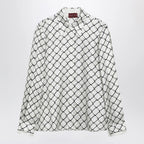 GUCCI White printed silk twill shirt