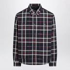 GUCCI Blue cotton jacquard tartan shirt