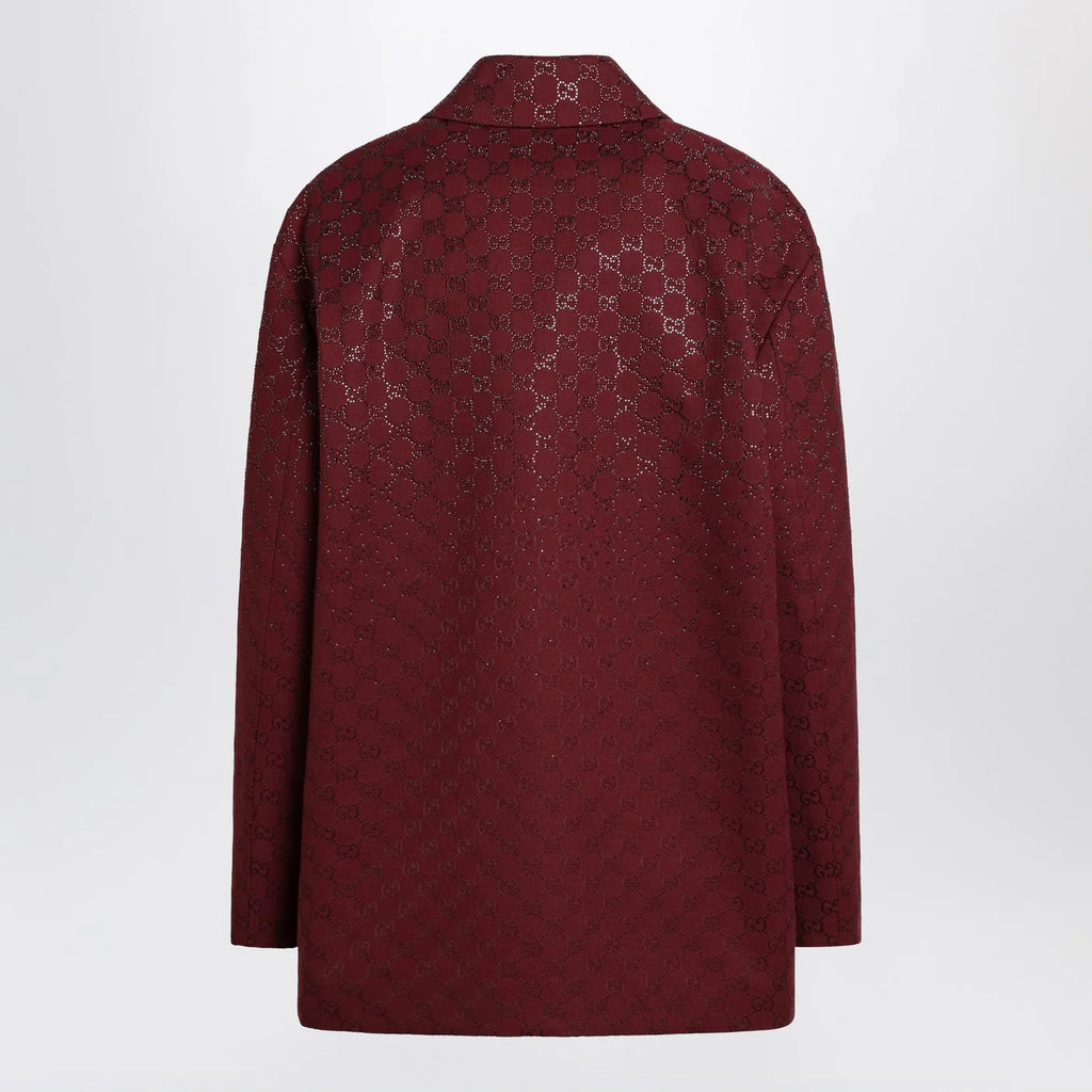 GUCCI Rosso Ancora GG-fabric jacket with crystals