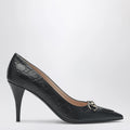 GUCCI Black GG leather pumps with Horsebit