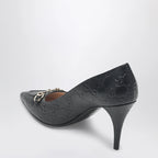 GUCCI Black GG leather pumps with Horsebit