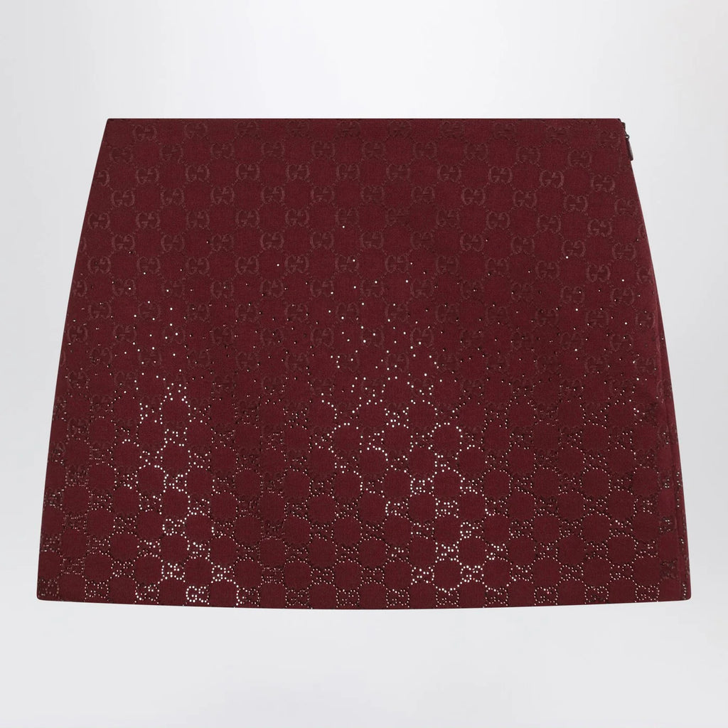 GUCCI Rosso Ancora GG-fabric mini skirt with crystals