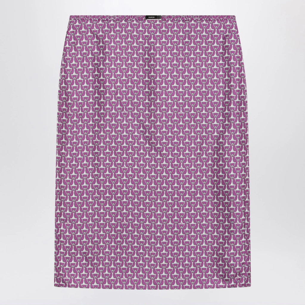 GUCCI Pink pencil skirt with horsebit print
