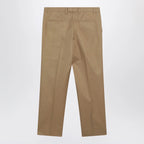 GUCCI Beige cotton trousers with Web detail