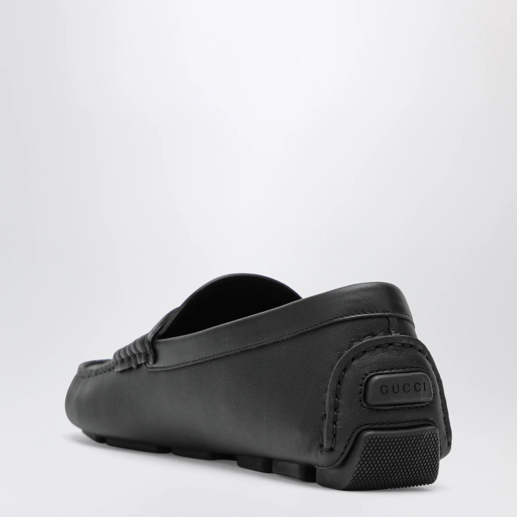 GUCCI Men's driver loafer in black leather with Web