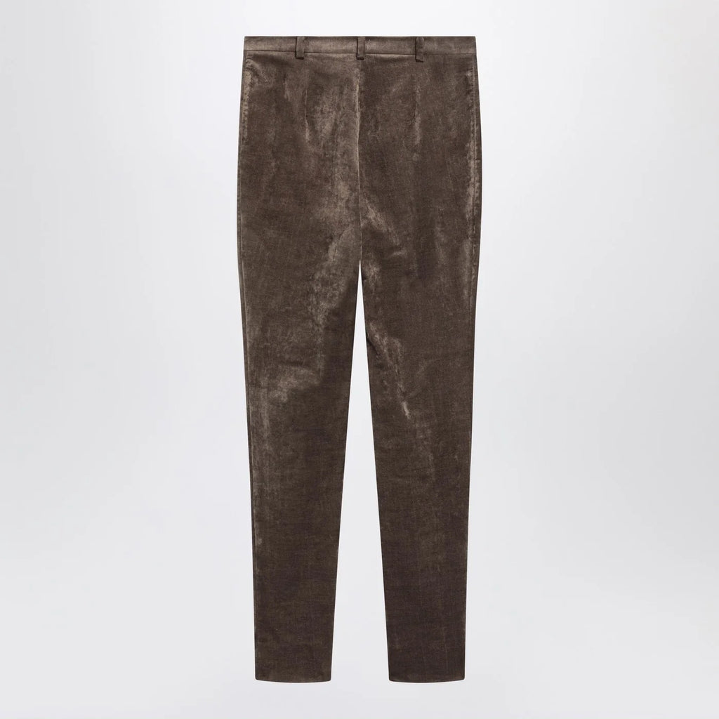 GUCCI Brown stretch velvet leggings