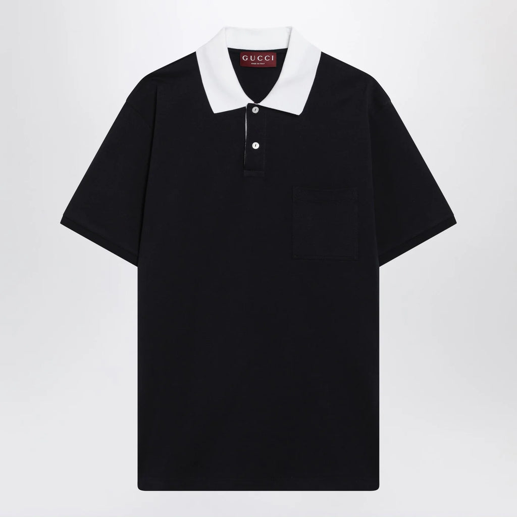 GUCCI Blue stretch cotton piqué polo shirt